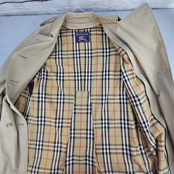 Vintage Burberrys Sz 10 XL Plus Trench Coat Double Breasted Belted Wool Lined - Picture 14 of 16